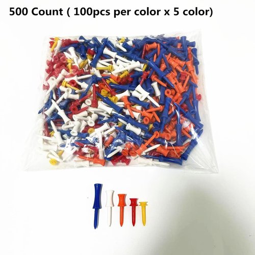 LM sports Plastic Castle Step Down Golf Tees, Professional Height Control Tee for Practice, 500 Pack