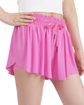 KEREDA Girls' Flowy Butterfly Shorts - 2-in-1 Athletic Wear with Spandex Liner for Teens