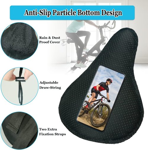 Geronmine Gel Bike Seat Cover - Padded Saddle Cushion for Ultimate Comfort | Fits All Bikes