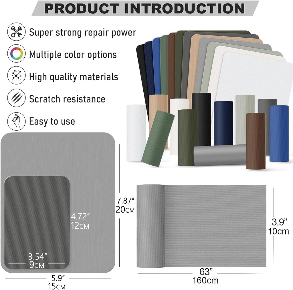 OAZ Nylon Repair Patches - 15 Self-Adhesive Waterproof Fabric Patches for Tents & Clothing | Gray 3.5 x 4.7 Inch