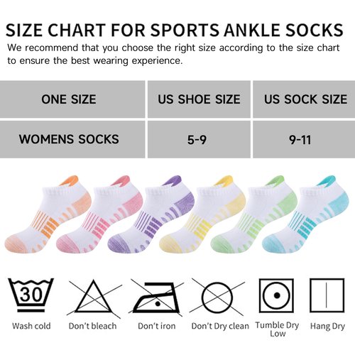 COOPLUS 6 Pairs Ankle Socks Womens Athletic Thick Cushioned Cotton Running Low Cut Tab Socks