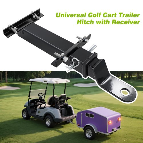 AIPSET Golf Cart Rear Trailer Hitch with Receiver, Universal Compatible with EZGO, Club Car, Yamaha with Footrest Plate, Sturdy, Easy to Tow & Install