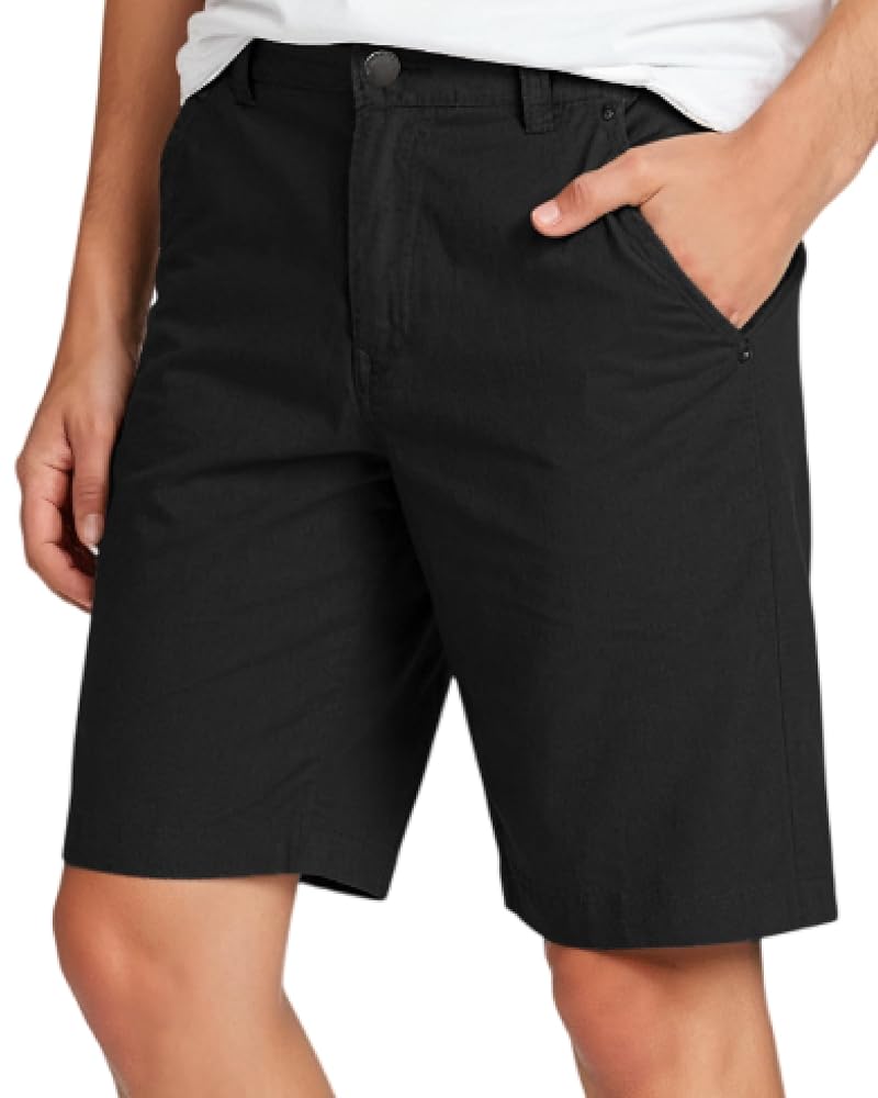 Volcom Boys Hybrid Chino Shorts - Quick-Dry Uniform Short with Pockets (Black)