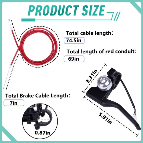 Kamrexi Brake Handle Lever with Brake Cable for Gotrax Electric Scooters GXL V2, Apex Pro XL, Rival, XR, XR Elite & XR Ultra, Replacement Brake Handle Leve Assembly Kit