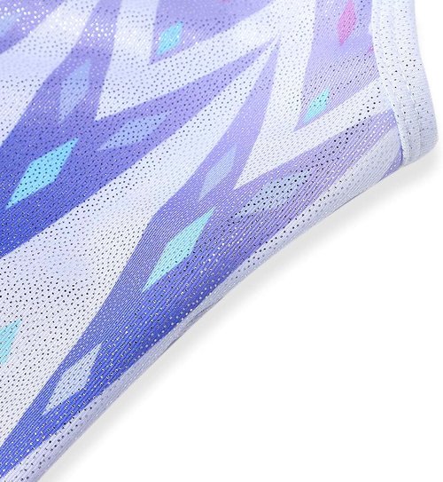 HOZIY Leotards for Girls - Sparkling Snowflake Biketard in Blue, Purple & Hot Pink