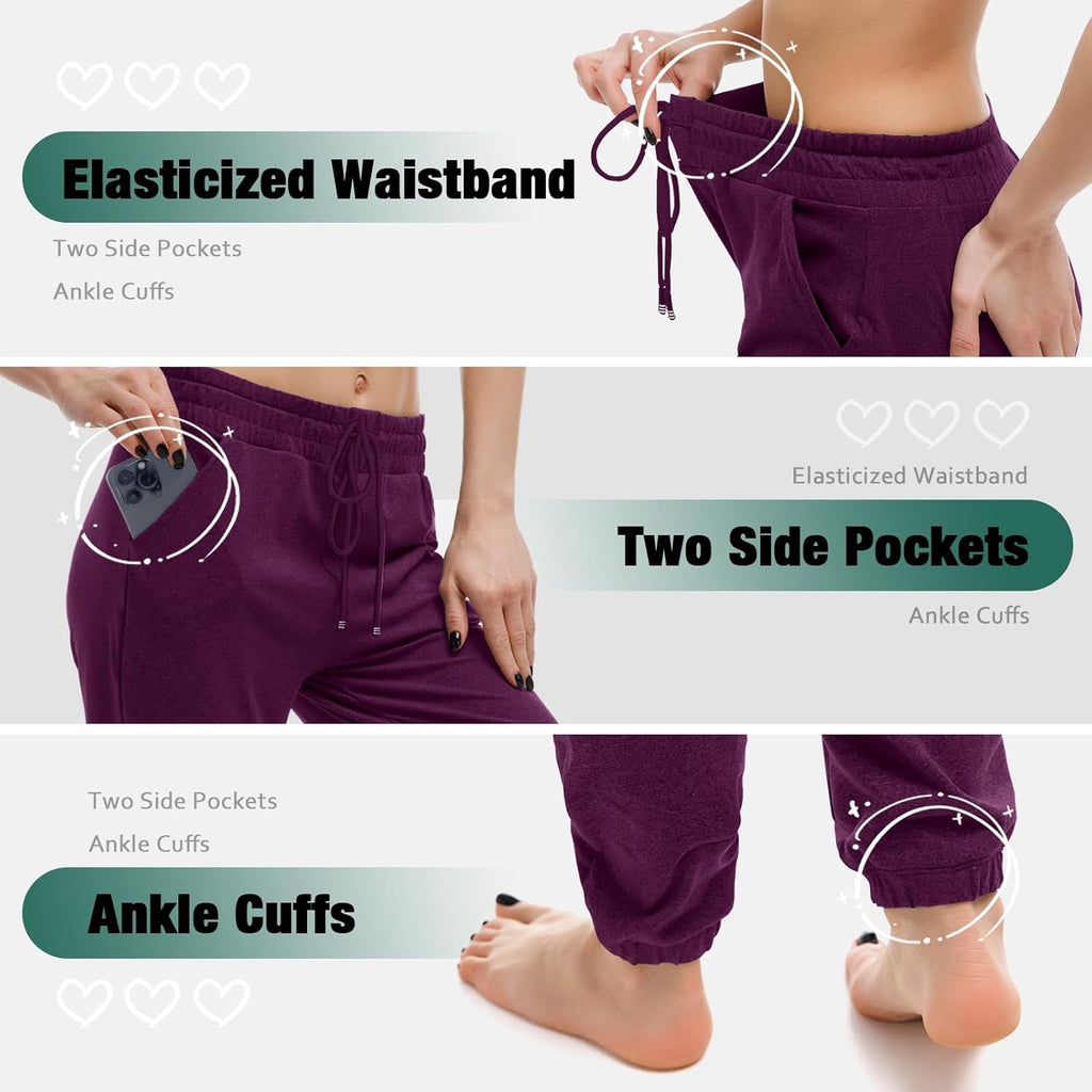 Walifrey Women's Joggers - Comfortable Drawstring Sweatpants with Pockets for Lounging & Workouts