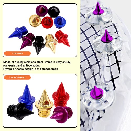 Tanstic 52Pcs 1/4 Inch 5 Colors Carbon Steel Track Spikes Cross Country Spikes with Spike Wrench for Sprint Sports Track and Cross Country Short Running