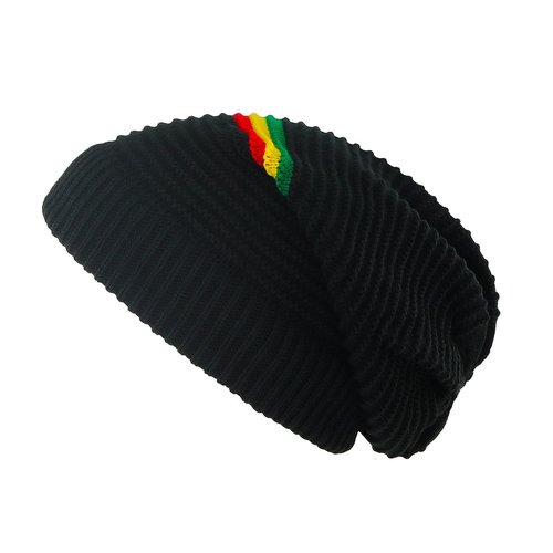 Unisex Rasta Stripe Beanies Jamaica Reggae Cap Slinky Beanie Multi-Colour Striped Slouchy Baggie Beanie Skullies Gorro Rasta Hat