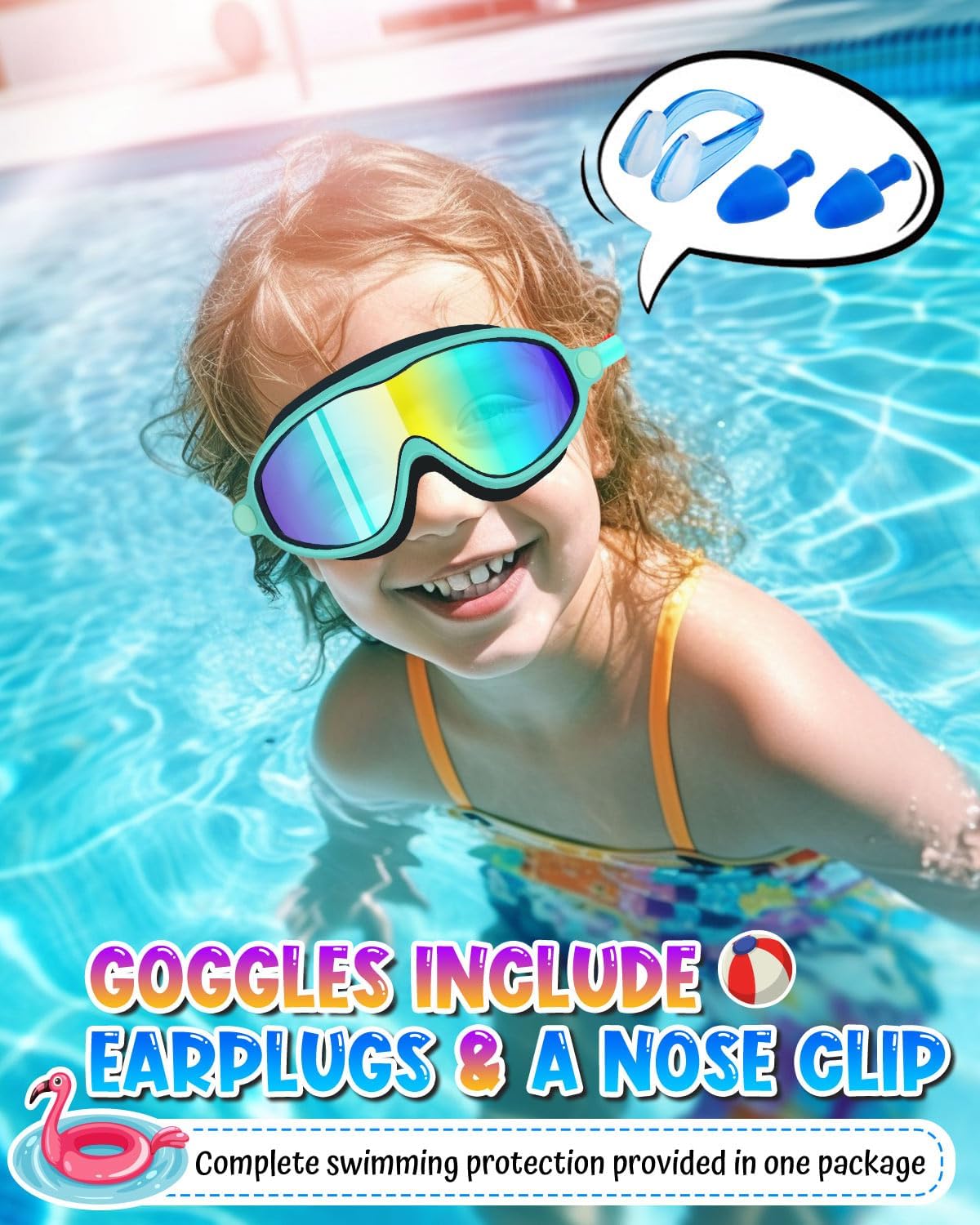 Rantizon Swim Goggles - Wide View Anti-Fog & UV Protection | No Leak Design for Adults & Kids