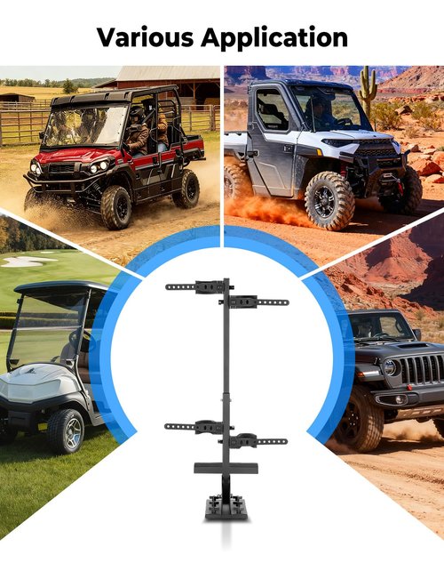 KEMIMOTO UTV Tool Holder Rack, Hunting Tool Holder Rack Tool Mount Vertical Floor Compatible with Polaris Ranger RZR, General Golf Cart, Tractor