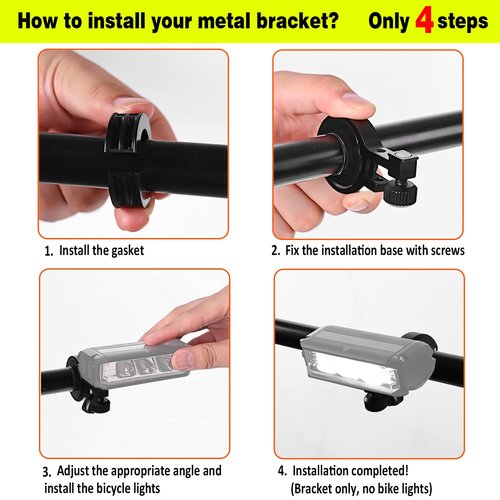 TOMSFUN Metal Mount Bike Headlight, Bike Light Holder, Bicycle Light Base, Bike Lights Bracket Cycling Lamp