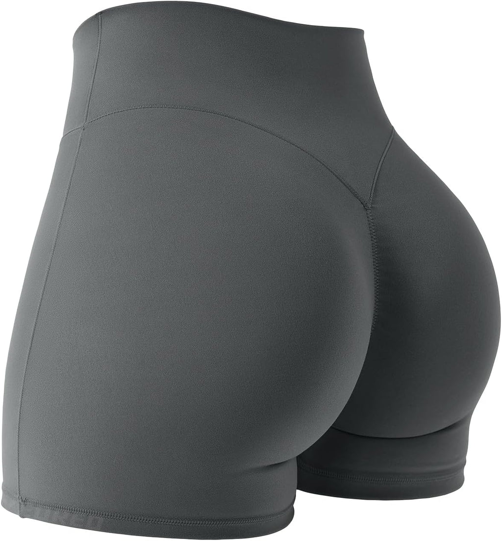 YEOREO High Waist Yoga Biker Shorts - 4.5" Scrunch Design with Tummy Control for Women