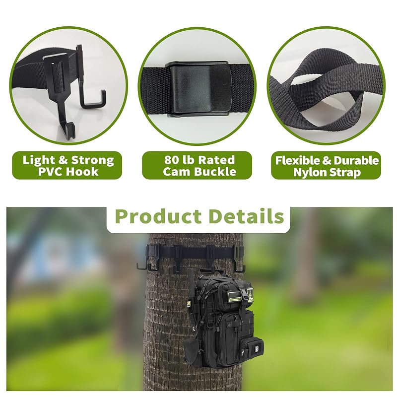 Sailortenx Treestand Gear Hangers with Large Hooks, 2 Pack - Lightweight Accessory Straps for Bowhunters