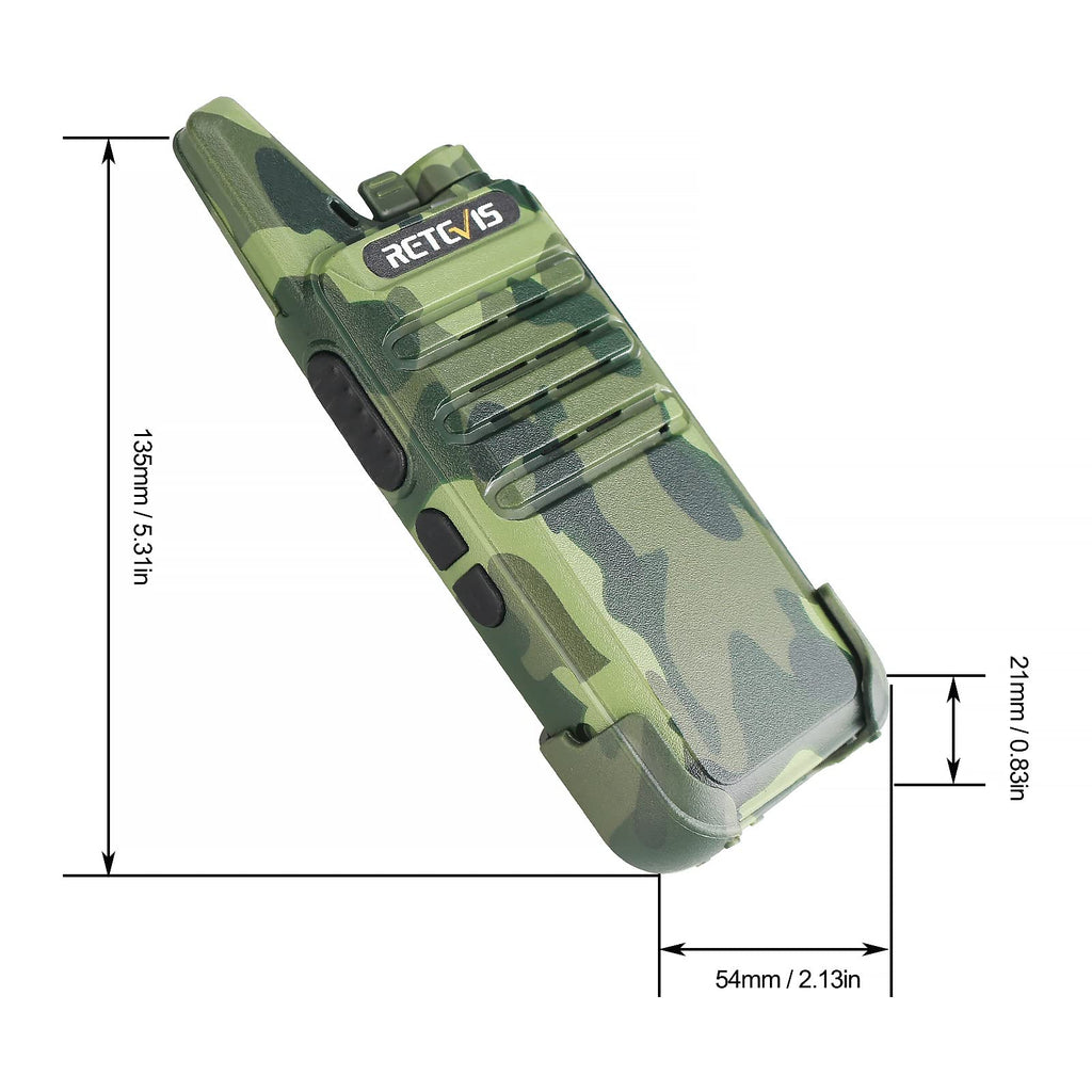 Retevis RT22 Walkie Talkies Rechargeable, Voice Activated, Emergency Alarm, Outdoor Cruise Ship ATV Hunting Skiing Handheld Two Way Radio Walkie-Talkies (4 Pack,Camouflage)