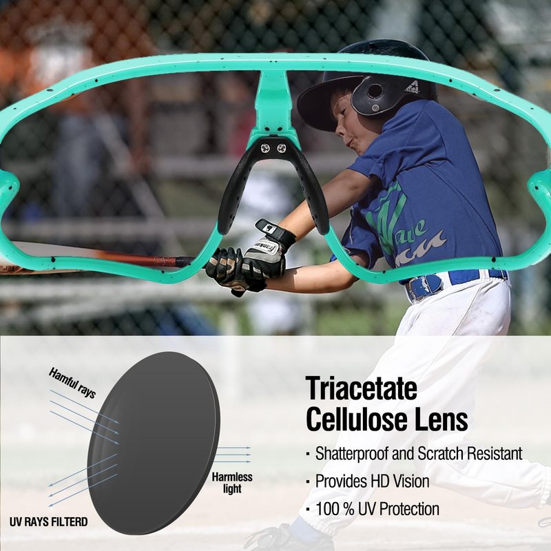 DUCO Kids Youth Baseball Sunglasses for Boys Girls Age 8-16 Polarized UV400 Protection Sports Cycling Glasses DK268