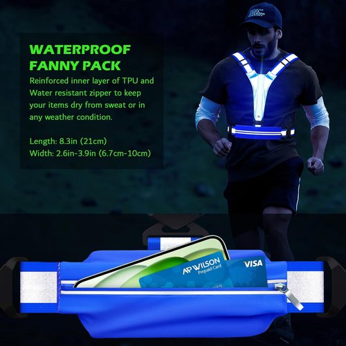 LED Reflective Vest by Skiennix - USB Rechargeable Light-Up Running Gear with Chest Phone Holder