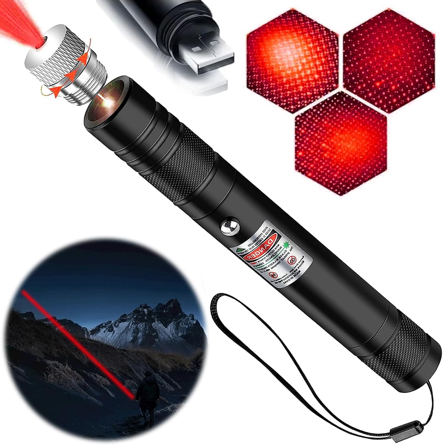 Skiennix Laser Pointer - High Power Red Indicator Light for Long Range Hiking | USB Rechargeable