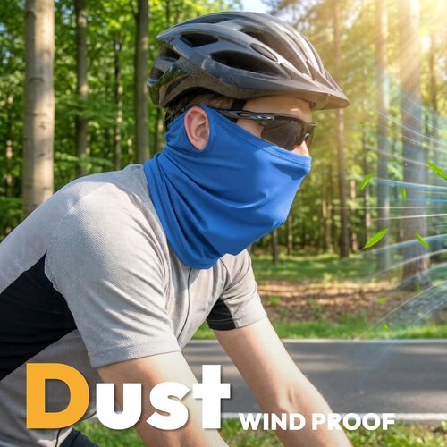 HONGTEYA 6 Pack Summer Neck Gaiter, UV Protection Cooling Face Mask, Breathable Bandana Head Scarf for Men Women