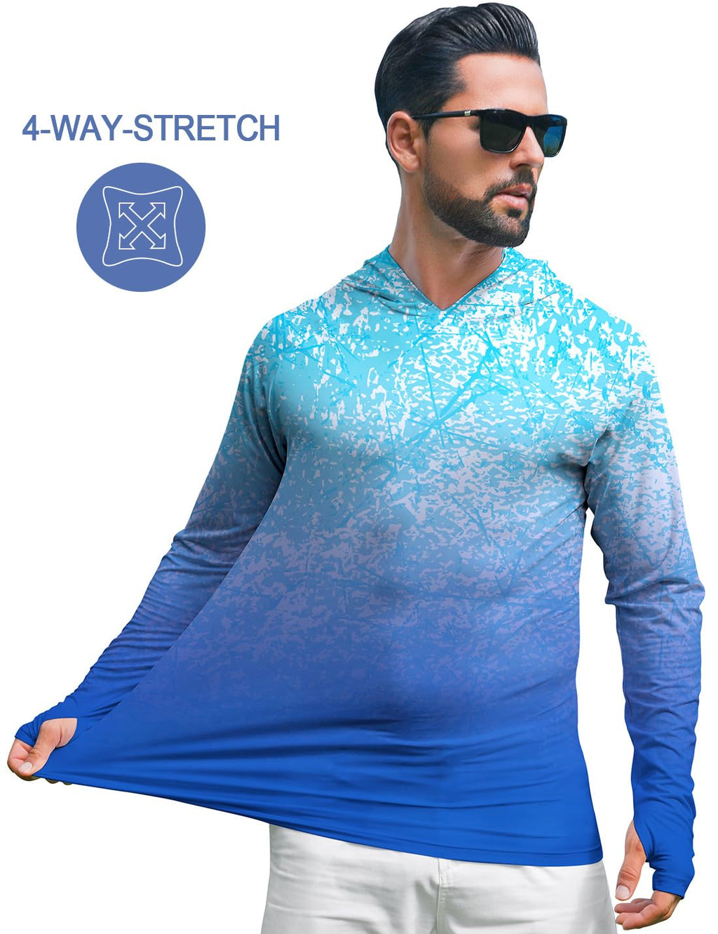 iCKER Men's Sun Protection Hoodie Shirt UPF 50+ Rash Guards Long Sleeve SPF UV Fishing Running Swimming Outdoor Shirts-S049-Large