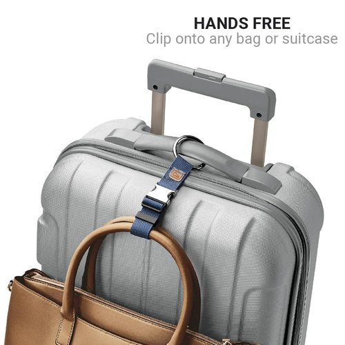 Go Travel Carry Clip, Carabiner Clip for Carrying Jackets, Umbrellas, and Shopping Bags, Easy Attachment to Luggage Bags, Travel Essentials, Blue