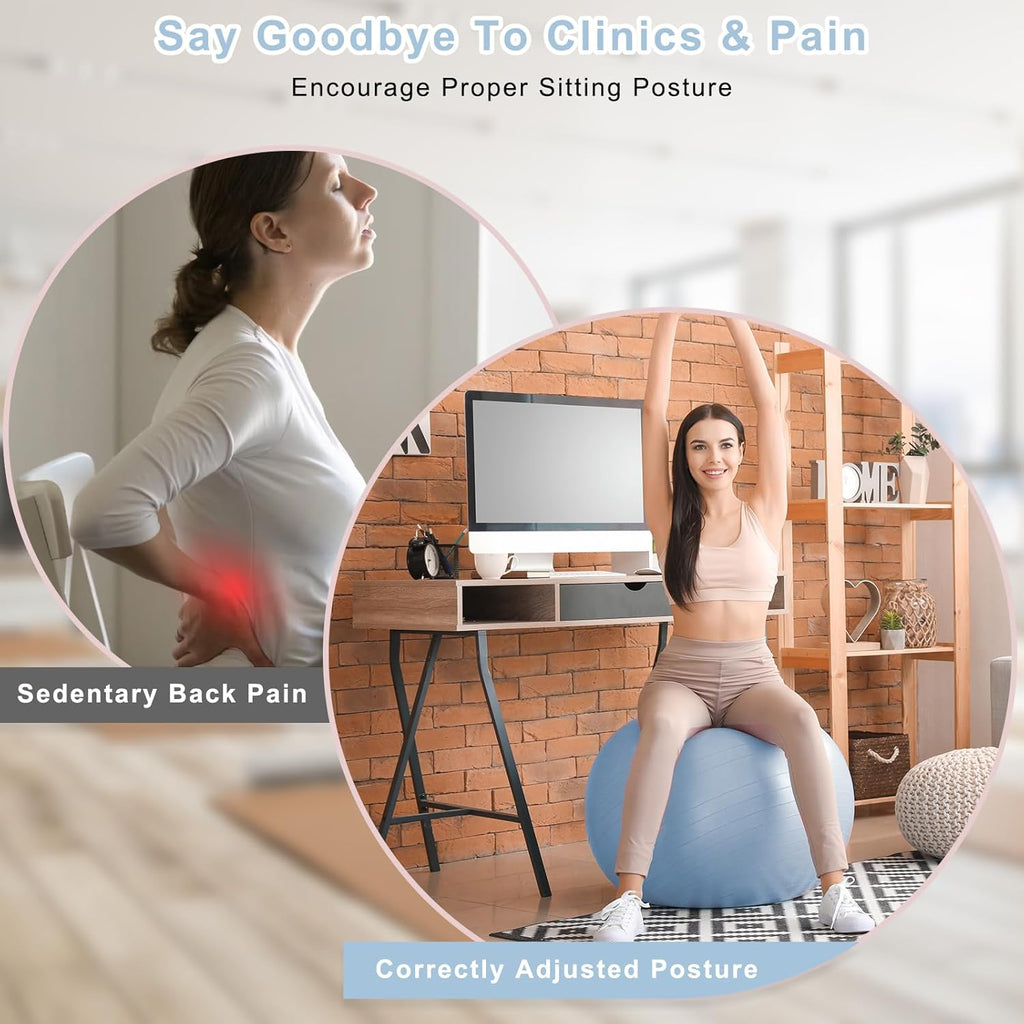 Skiennix Exercise Ball - Pilates Stability Ball for Pregnancy | Swiss Balance Ball with Pump, Multiple Sizes for Home Gym & Office Fitness