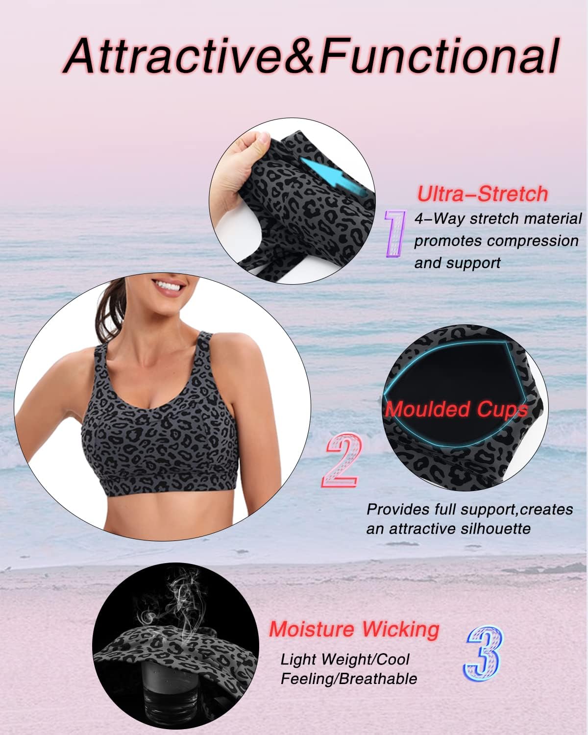 RUNNING GIRL High Impact Sports Bra - Racerback Workout Crop Top for Women | Push-Up Design