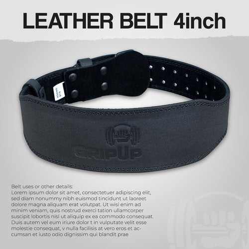 Premium Leather Weightlifting Belt for Men & Women – 4" & 6" Width – Heavy Duty Gym Belt for Powerlifting, Bodybuilding, CrossFit – Adjustable Support for Back & Core – Ideal for Squats & Deadlifts (4in, M)