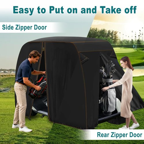 QYMOTO 115" Long 2 & 4 Passenger Golf Cart Cover XL Compatible with Club Car Cover Precedent EZGO Yamaha Outdoor Indoor Winter Storage Heavy Duty All Weather Full Protection Waterproof Windproof