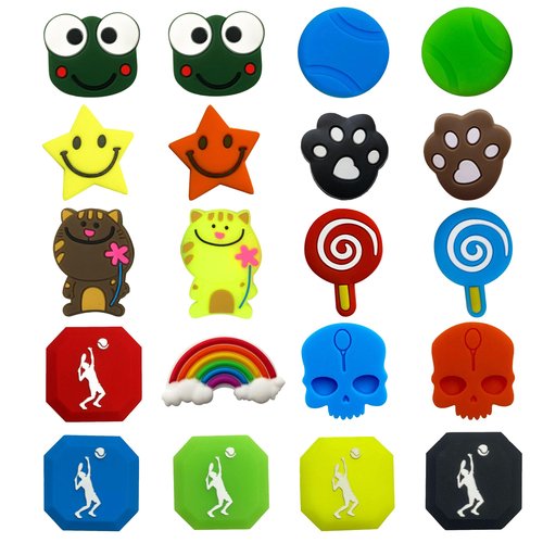 Tennis Dampener Cute/Funny 20 Pack Assorted Tennis Racket Vibration Dampener Soft Silicone Tennis Racquet Shock Absorbing Tennis Damper Tennis Racket Shock Absorber