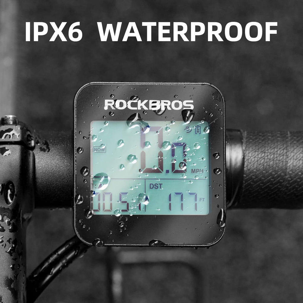 ROCKBROS GPS Bike Computer - Waterproof Cycling Odometer with Automatic Backlight & Large Display