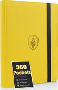 Fabmaker Premium 9 Pocket Card Binder - Sturdy Album for 360 Cards | Sleek Yellow Trading Card Holder