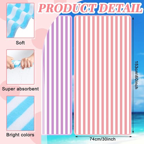 Jecery Oversized Striped Beach Towels - 12 Pack, Soft & Absorbent Quick-Dry Towels | 30 x 60 Inches
