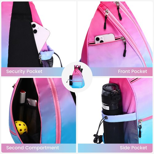 Sucipi Reversible Pickleball Paddle Bag - Men & Women's Pickleball Backpack with Racket Bags (Dark Blue & Pink)