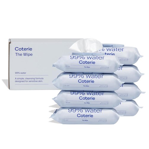 Coterie Baby Wipes - Unscented, Hypoallergenic, 99% Purified Water | 8 Pack, 448 Count, Plastic-Free