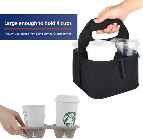 Beautyflier Reusable Insulated Coffee Cup Carrier - Portable Tote Bag for Hot & Cold Drinks