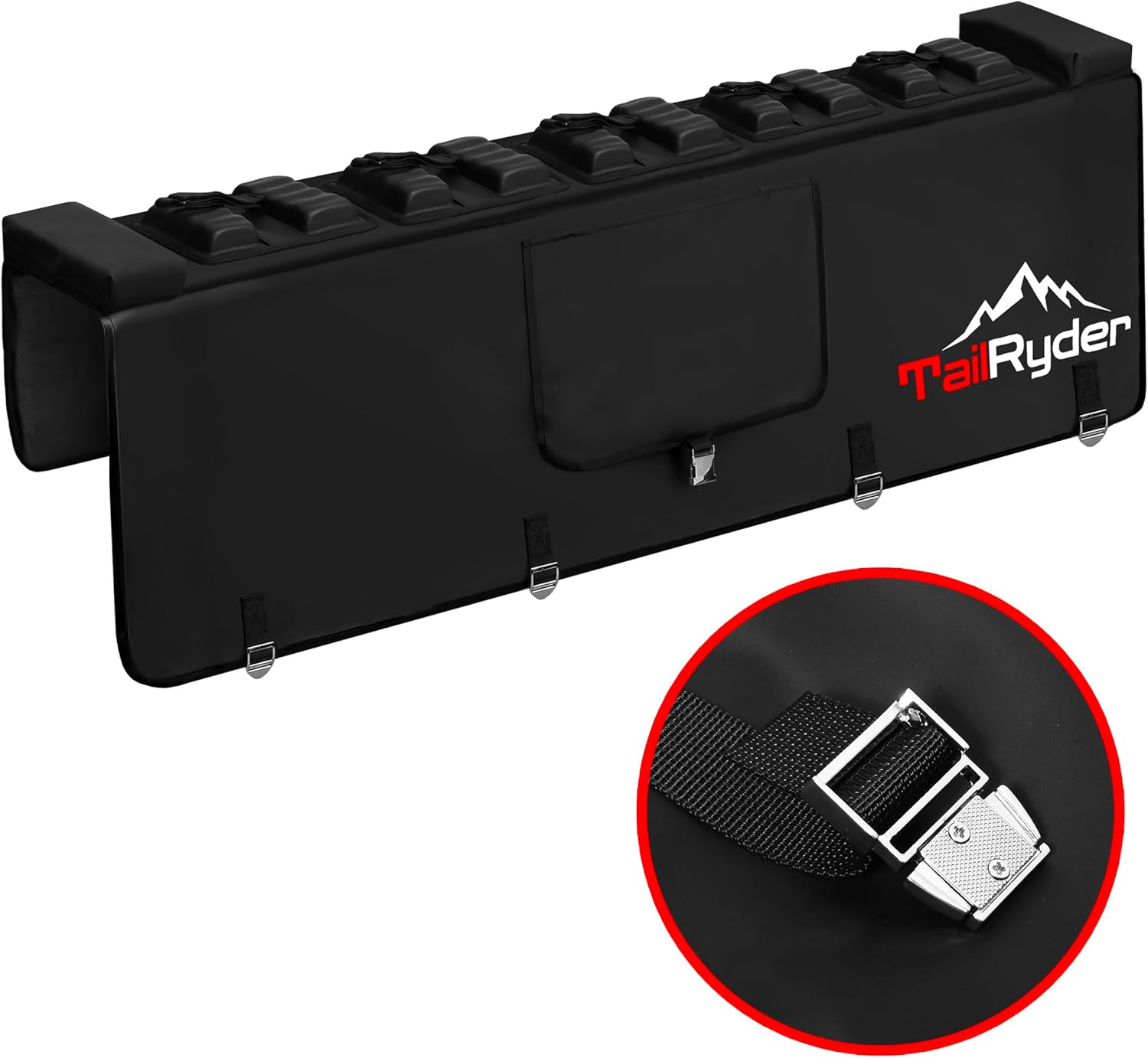 Truck Bike Tailgate Pad - 5-Bike Bed Rack Holder with Reversed Straps & Premium Metal Buckles