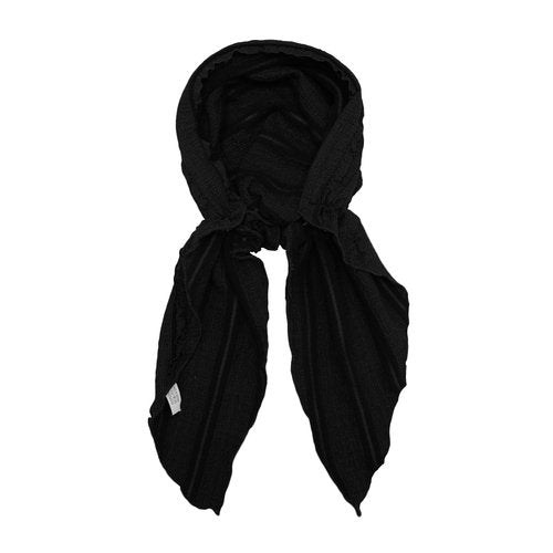 ZLYC Chemo Headwear Pre Tied Head Scarf Headwraps Lightweight Turban Beanie Cap for Women, Ruffle Black