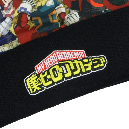 Bioworld My Hero Academia Beanie Deku Shoto Bakugo Sublimated Knit Cuffed Winter Hat with Pom Multicolored