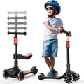 KickScoot 2-in-1 Adjustable Kick Scooter for Kids 3-12 | 5-Level Handlebar, Removable Seat & LED Wheels