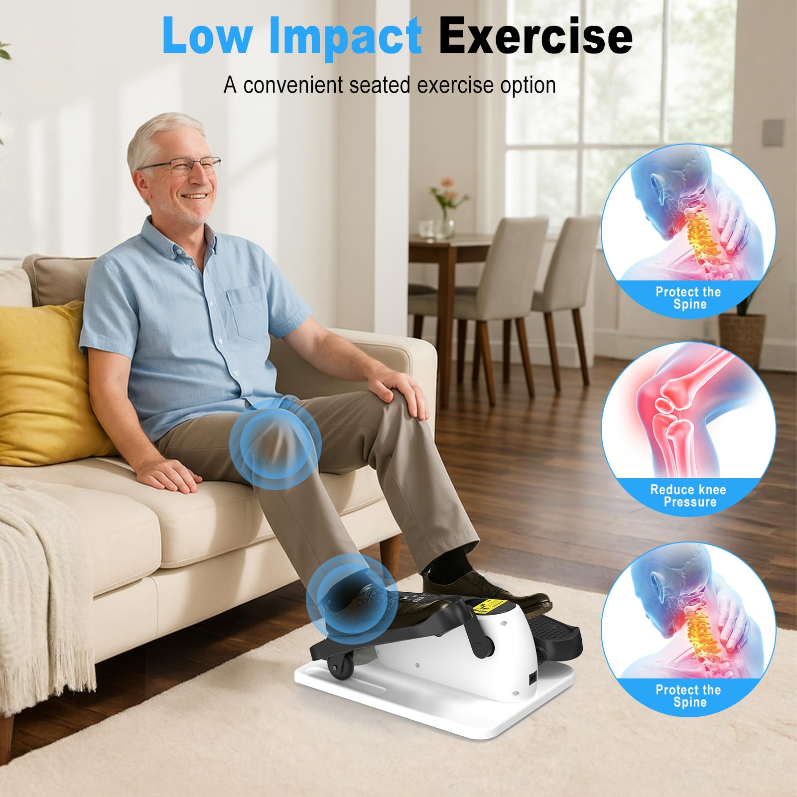 HOTWAVE Under Desk Elliptical Exercise Machine, Ellipse Leg Exerciser Electric as Seen on TV While Sitting for Seniors with Remote Control & 12-Speeds, Seated Foot Pedal Exercise Training Equipment