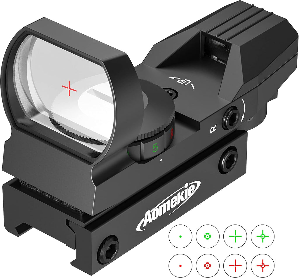 Aomekie Red Green Dot Gun Sight Scope - 4 Reticles Reflex Sight with 20mm Mount Rail
