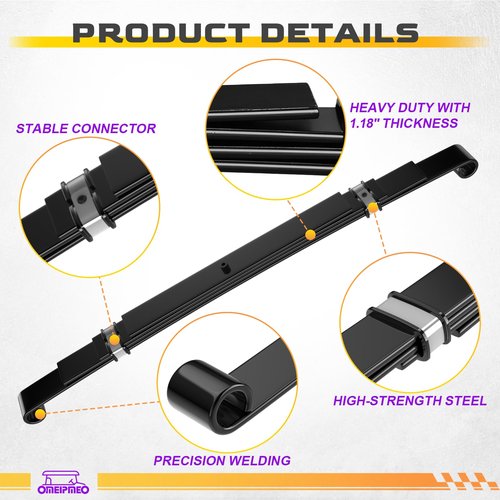 Golf Cart Heavy Duty Rear Leaf Spring Kit, Club Car 4-Leaf Springs Fit Club Car Precedent/Onward/Tempo 2004-UP, Golf Cart 4-Leaf Spring with Bushings Sleeves U Bolts, Replaces OEM# 102509301 102513001