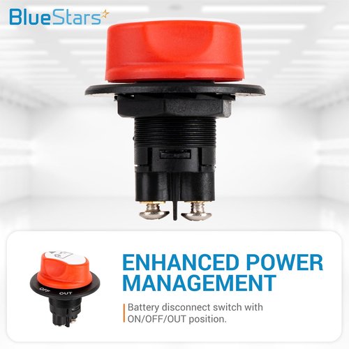 BlueStars Battery Isolator Selector Switch - 50A Continuous, 75A Intermittent, Waterproof for Boats & RVs