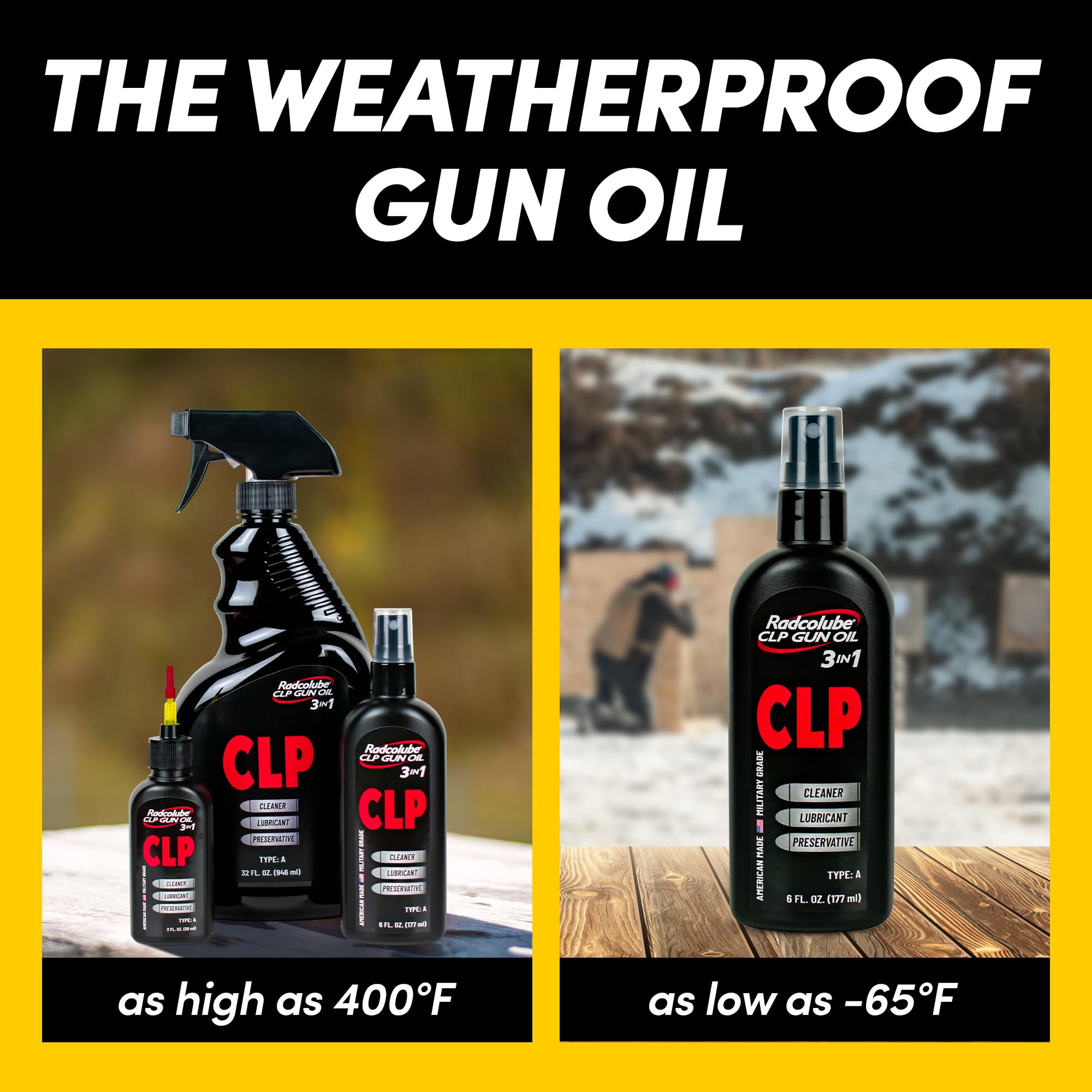 Radcolube - 3-in-1 CLP Gun Oil, Lubricates & Preserves All Types of Firearms, Military-Grade for Efficient CLP Gun Cleaning, Gun Cleaner and Lubricant, 6 oz Gun Cleaner Spray Bottle