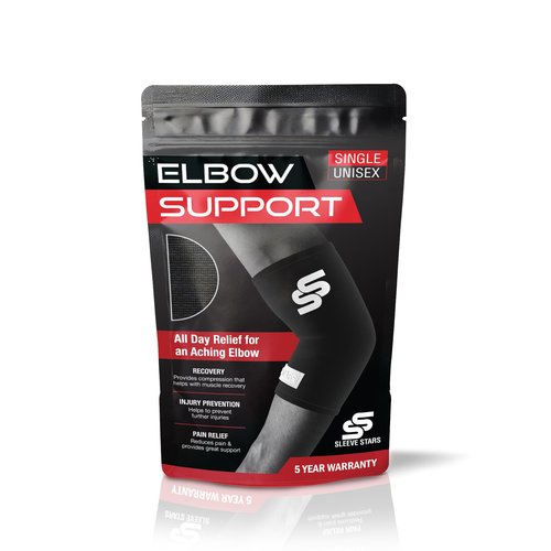 Sleeve Stars Elbow Sleeve for Pain Relief & Protection - Elbow Compression Sleeve for Women & Men - Supportive Elbow Brace for Tendonitis, Recovery & Ideal for Sports, Work (M: 8.5"-10"/Black)