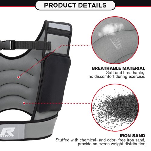 RitFit Weighted Vest, 4lb/8lb/10lb/12lb/15lb/20lb Weight Vest with Reflective Stripes, Weight Vest Adjustable for Women and Men Workout, Strength Training, Running, Fitness, Jogging, Walking
