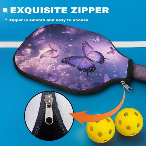 Entornuest Butterfly Pickleball Paddle Cover for Women ＆ Men Pickleball Paddle Sleeve Pickleball Paddles Accessory Paddle Storage Bag with One Size for Travel