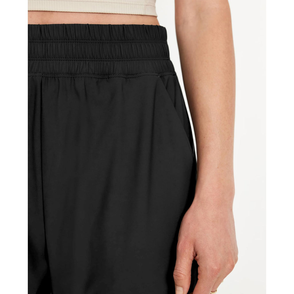 Yioaga Barrel Pants Women Baggy Wide Leg Elastic Waisted Sweatpants Athletic Clothes Lounge Palazzo Trousers with Pockets(Black,L)