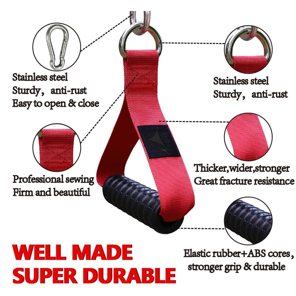 Vigoog Heavy Duty Gym Workout Handle Attachments - Powerful, Comfortable & Anti-Slip Rubber Exercise Grips for Cable Machines, Pulley Systems and Other Fitness Equipments