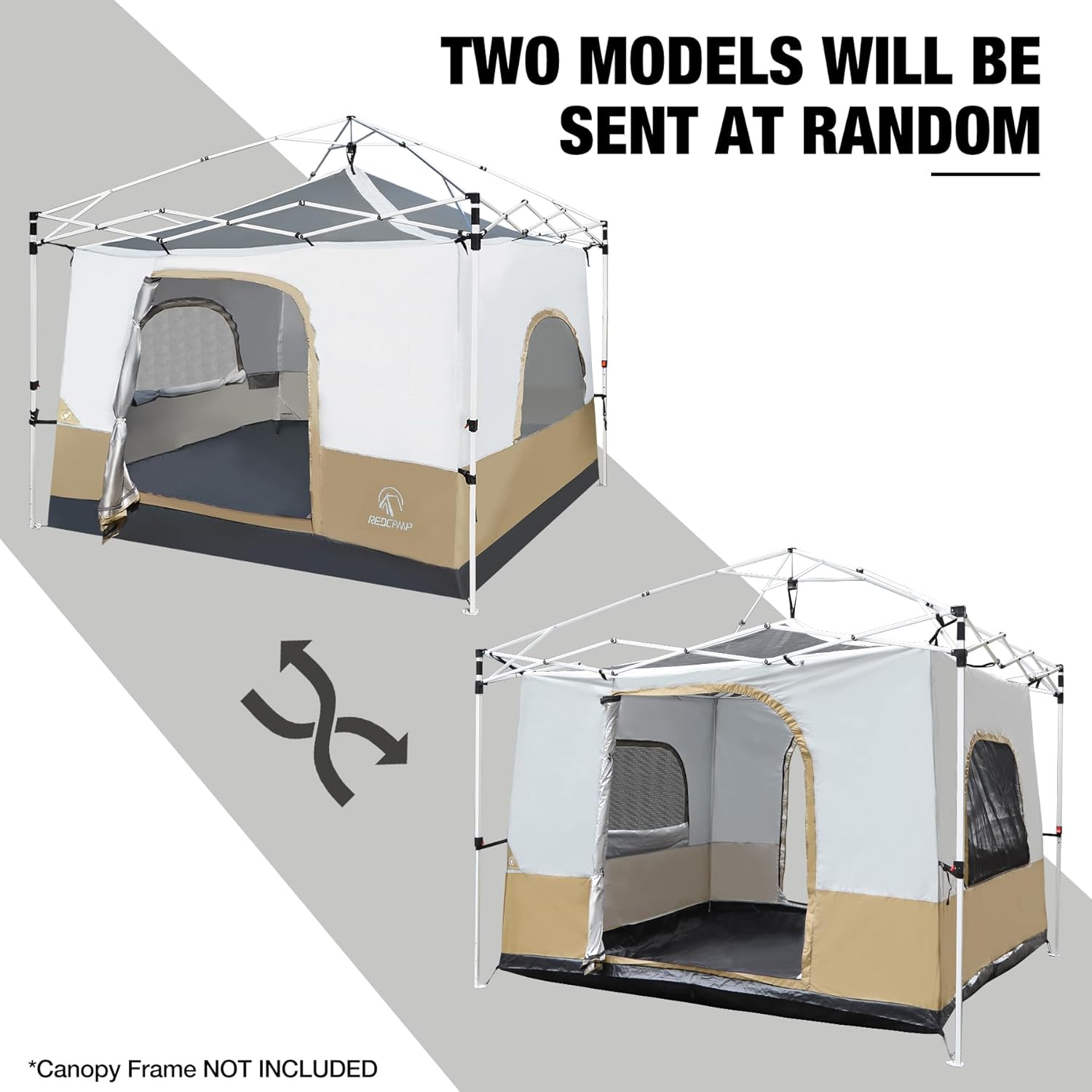 REDCAMP Canopy Camping Tent - Converts 10'x10' or 10'x20' Canopy Into Spacious Shelter for 4-6 People